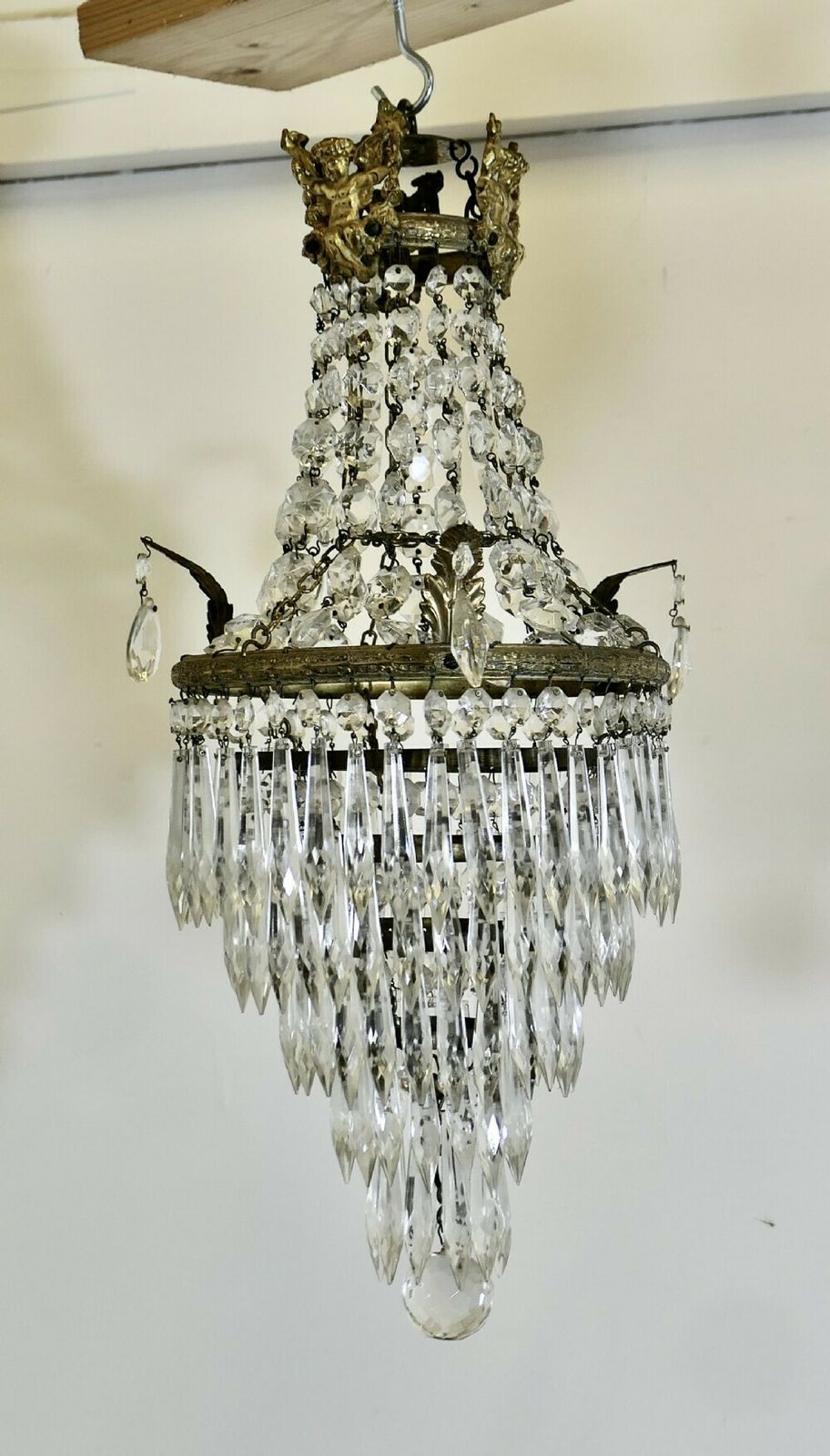 A Pair Of French Empire Style Tent And Waterfall Chandeliers photo furniture