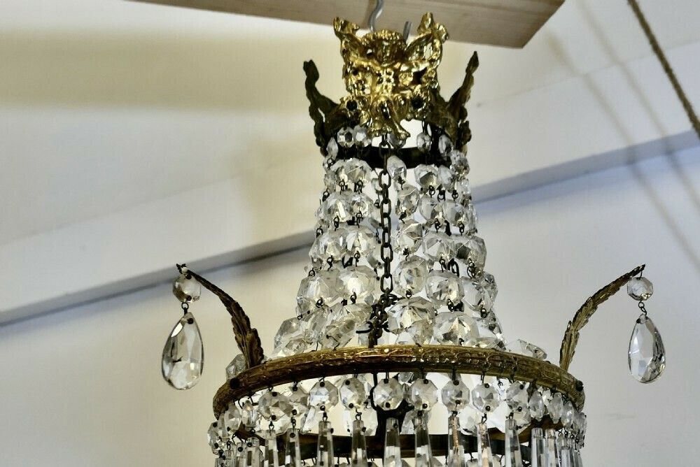 A Pair Of French Empire Style Tent And Waterfall Chandeliers photo 2280.0
