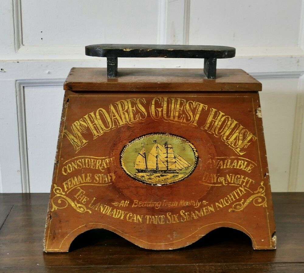 Folk Art Boot And Shoe Cleaning Box With Foot Shaped Shoe Rest