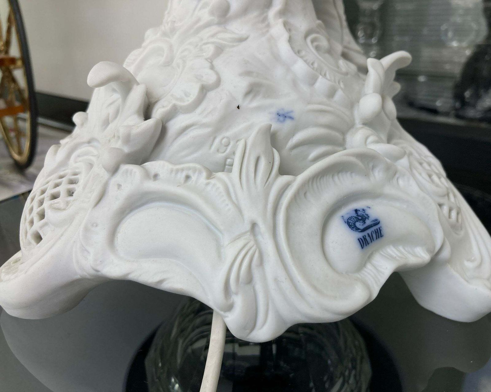 Biscuit Porcelain Figurine Lamp | Xxl | Made In Germany | Signed | 1pcs photo 1501.0