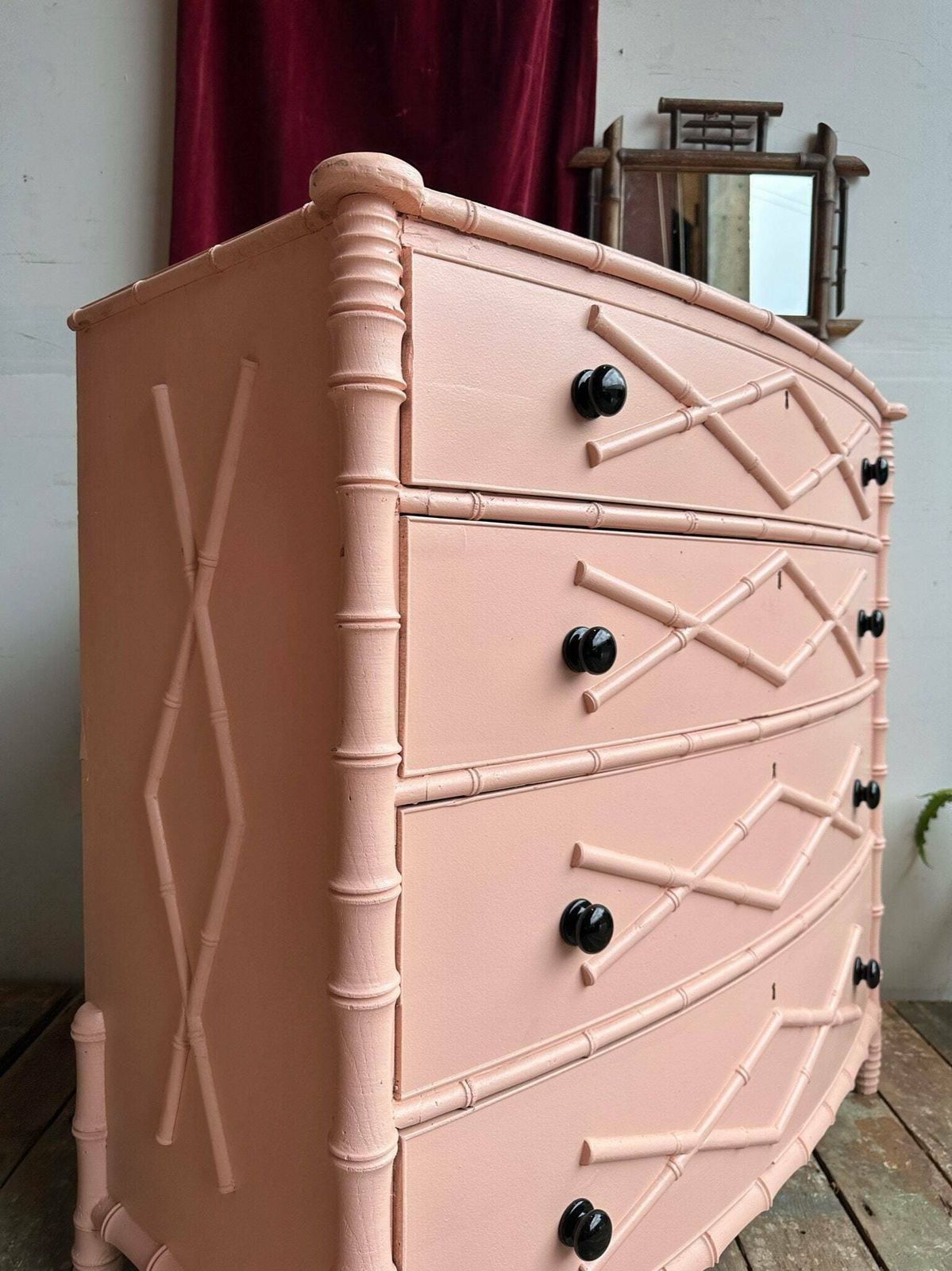photo furniture Beautiful Faux Bamboo Hand Painted Regency Style Chest Of Drawers Using Reclaimed Antique Pieces Dated C.1800   1950s