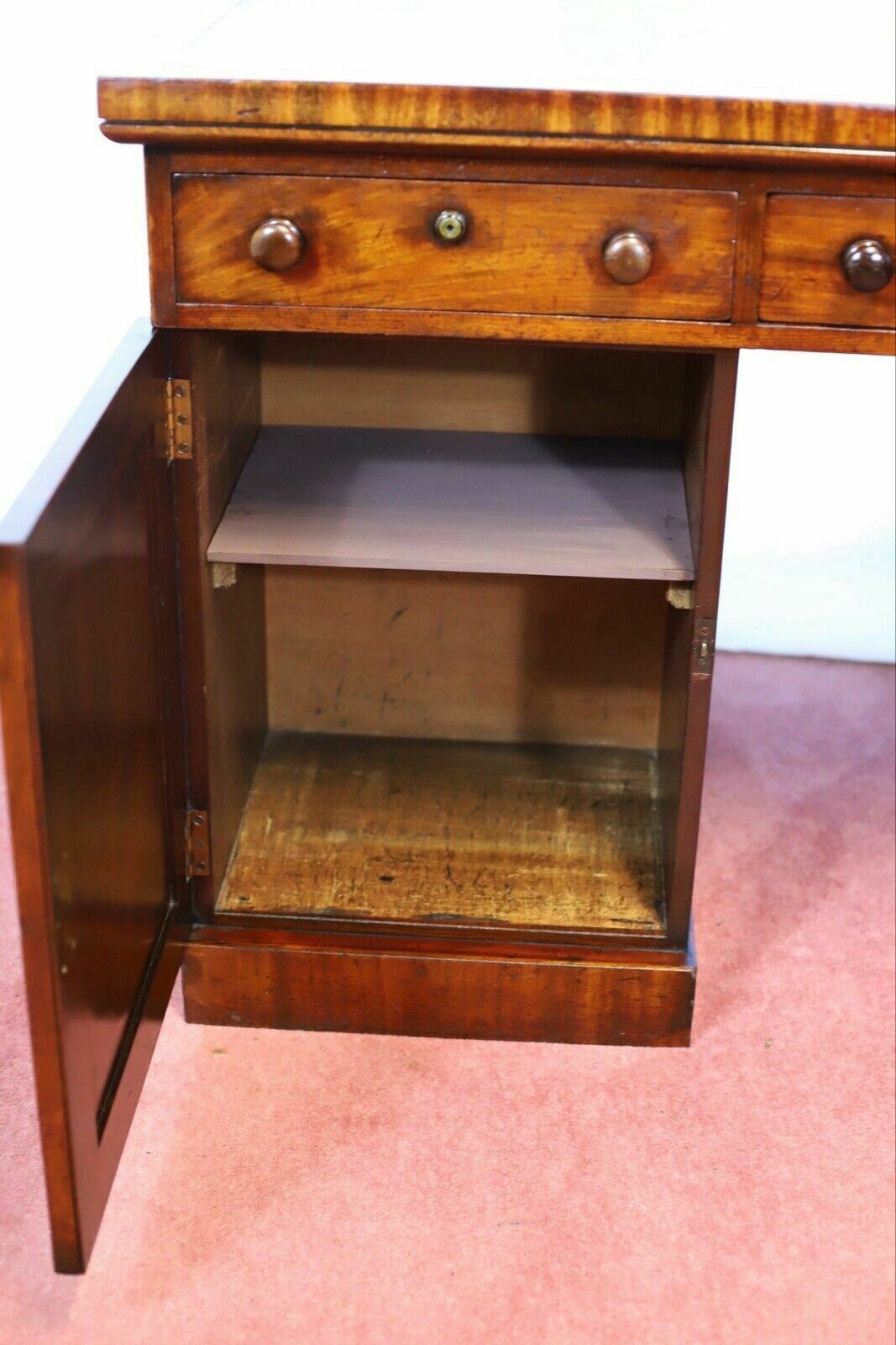 Stunning Victorian Mahogany Partners Pedestal Desk photo vintage