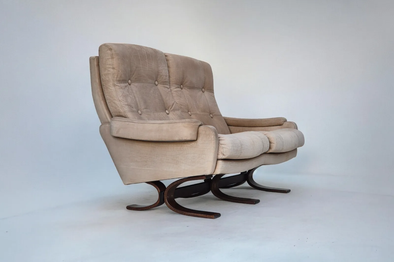 1970s, Scandinavian 2 Seater Sofa, Original Very Good Condition, Leather.