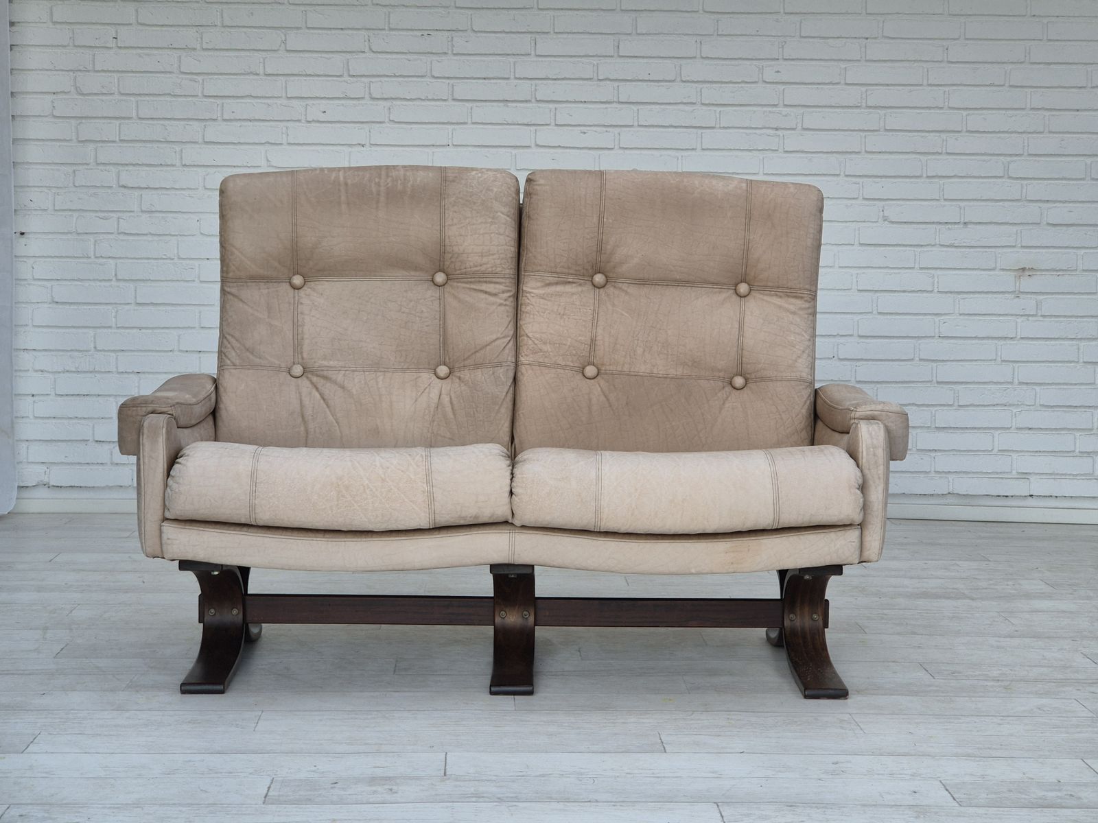 1970s, Scandinavian 2 Seater Sofa, Original Very Good Condition, Leather. photo furniture