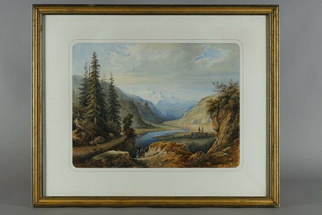Two Watercolors Signed By François Jules Collignon (1811 1846). photo for sale