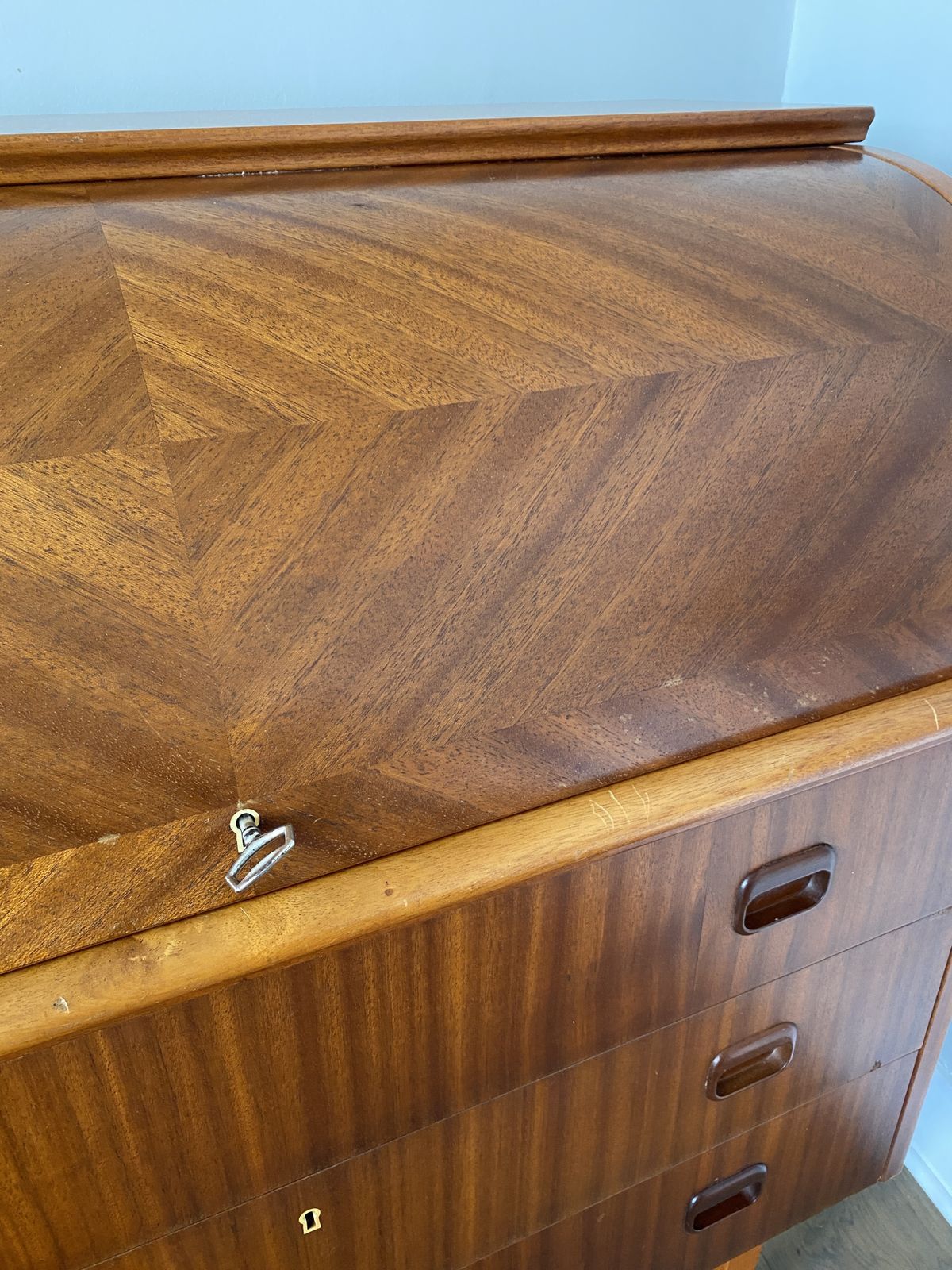 Midcentury Swedish Rolltop Teak Bureau By Egon Ostergaard photo furniture