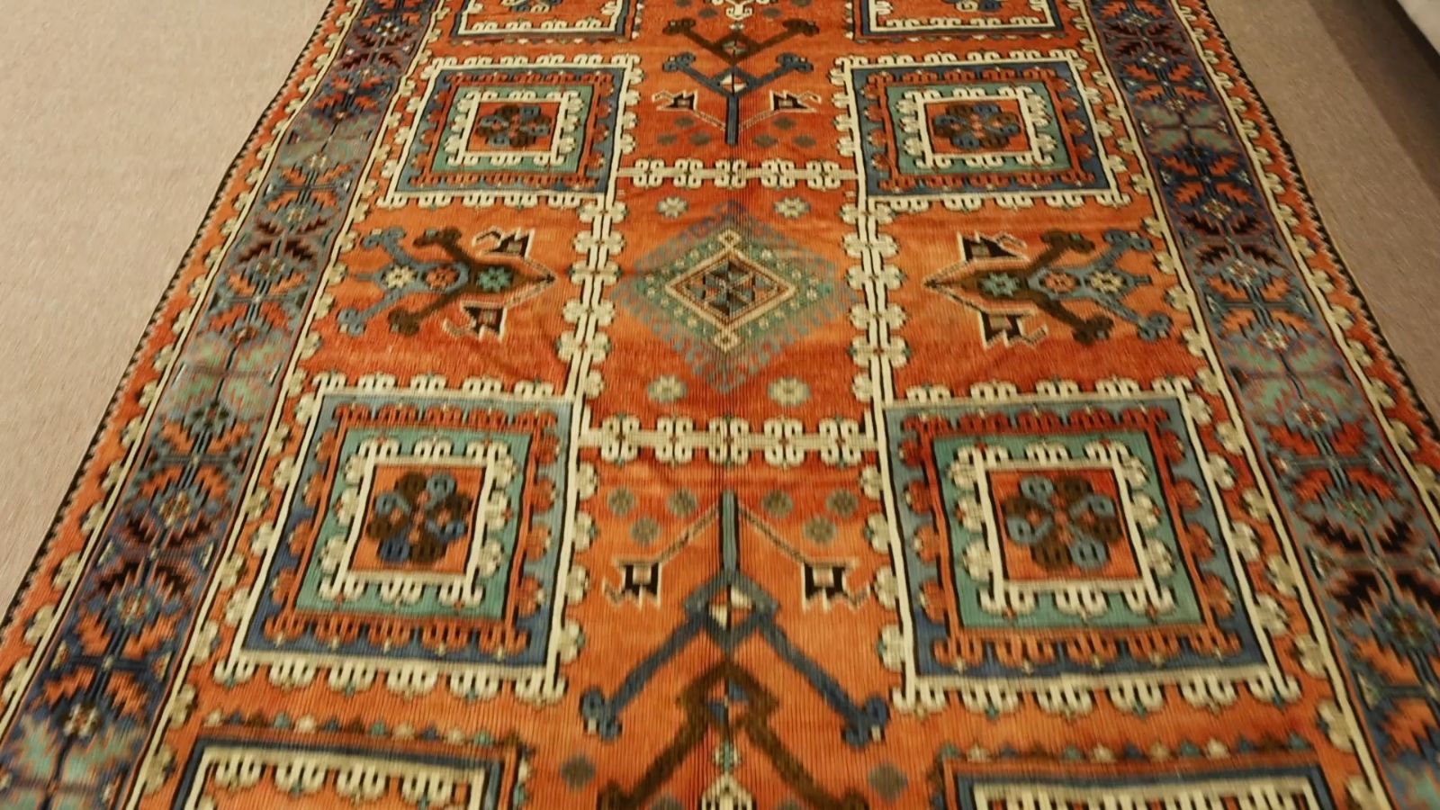 Hand Knotted Turkish Rug, Geometric Vintage Carpet photo furniture