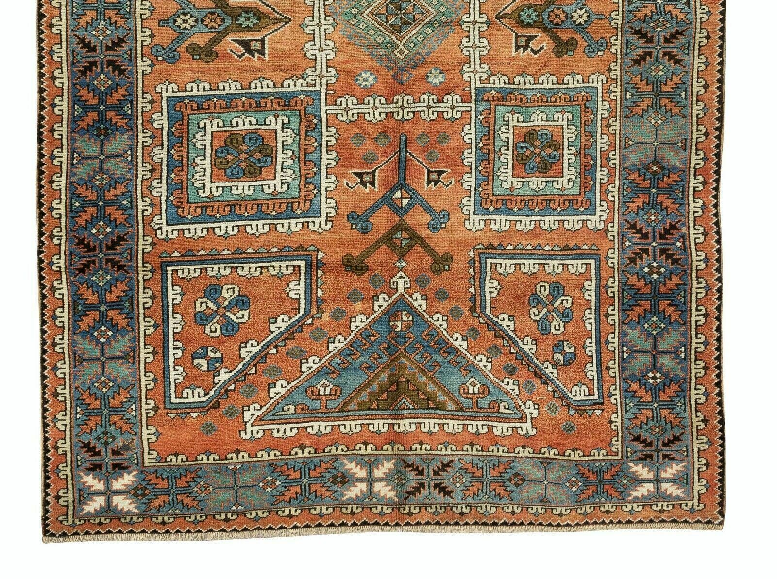 Hand Knotted Turkish Rug, Geometric Vintage Carpet photo vinterior