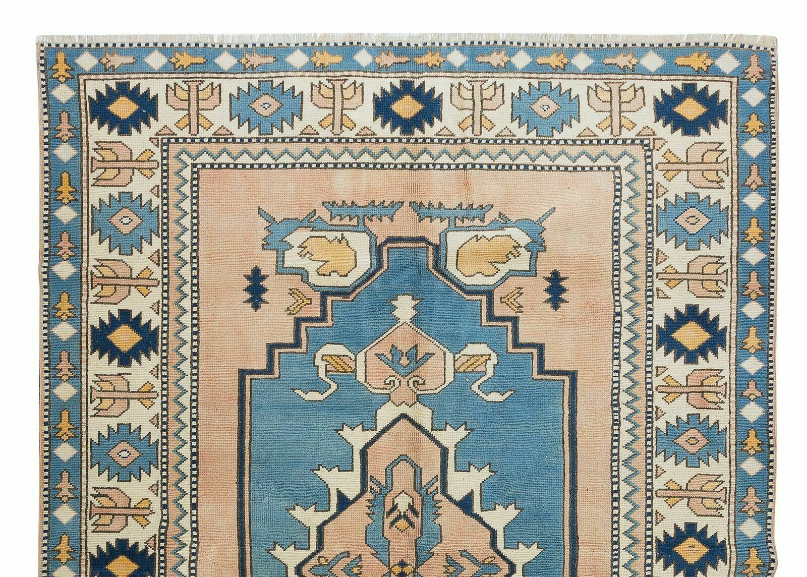 6x8.4 Ft Vintage Anatolian Rug, Handmade Geometric Pattern Carpet photo Textiles