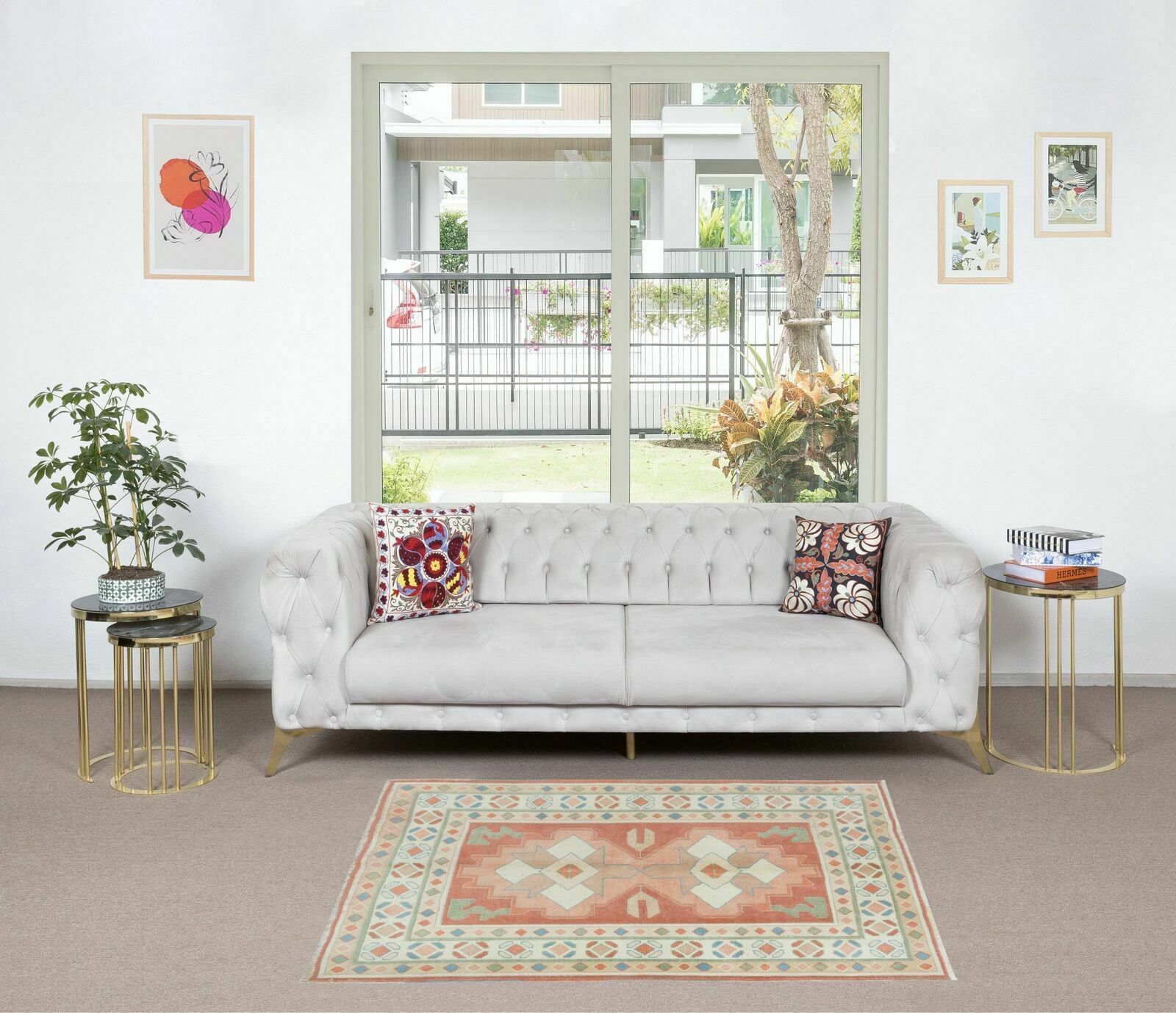 4.6x5.2 Ft Traditional Turkish Rug, Vintage Handmade Carpet, 100% Wool photo furniture