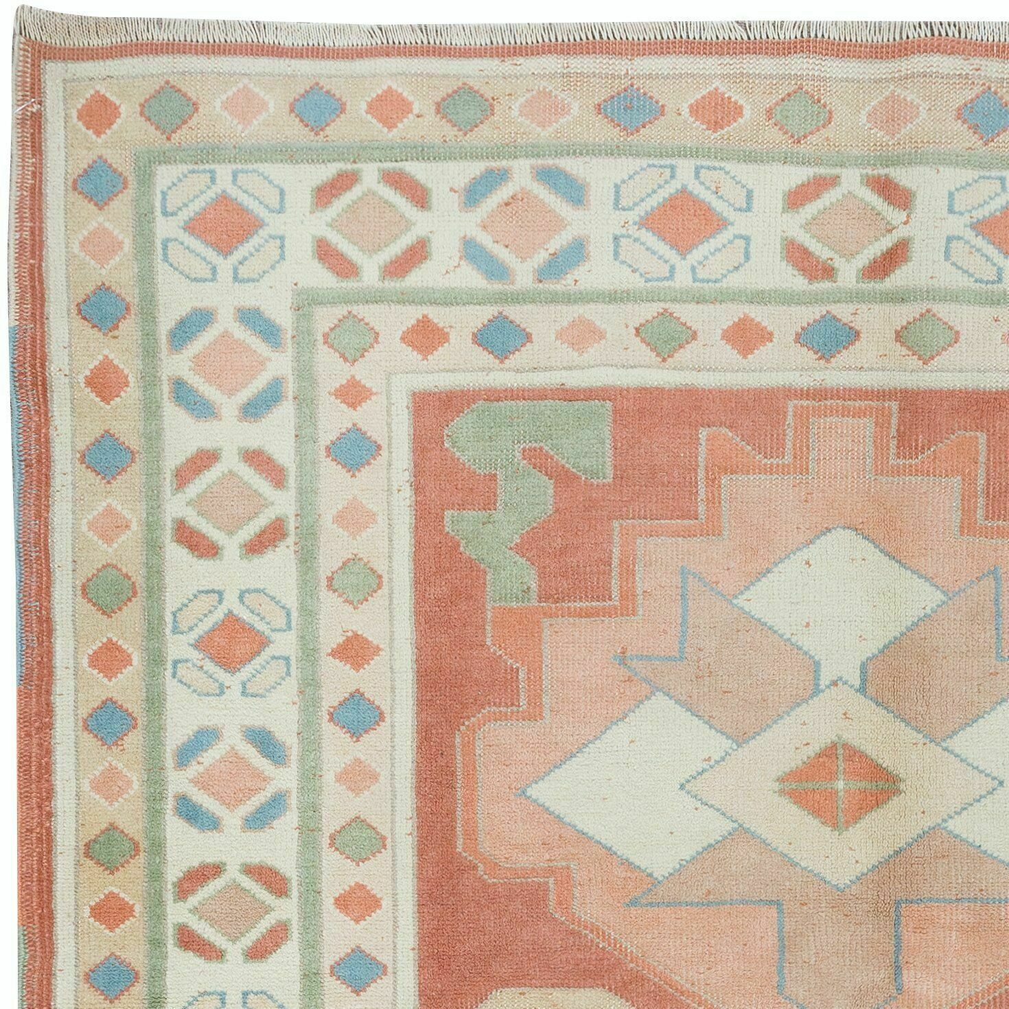 4.6x5.2 Ft Traditional Turkish Rug, Vintage Handmade Carpet, 100% Wool photo Textiles