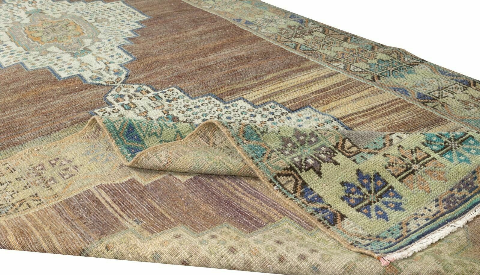 4.2x9.7 Ft One Of A Kind Vintage Hand Made Rug With Two Geometric Medallions photo for sale