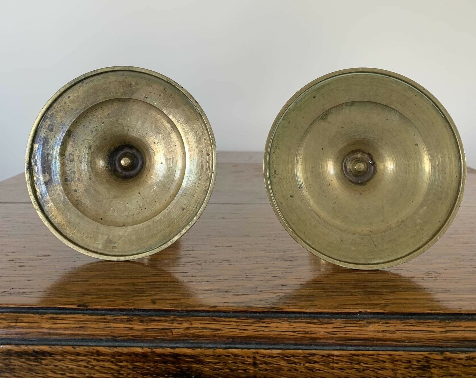 A Pair Of Arts And Crafts / Gothic Revival Style Brass Candlesticks, C. 1900 photo 145.0