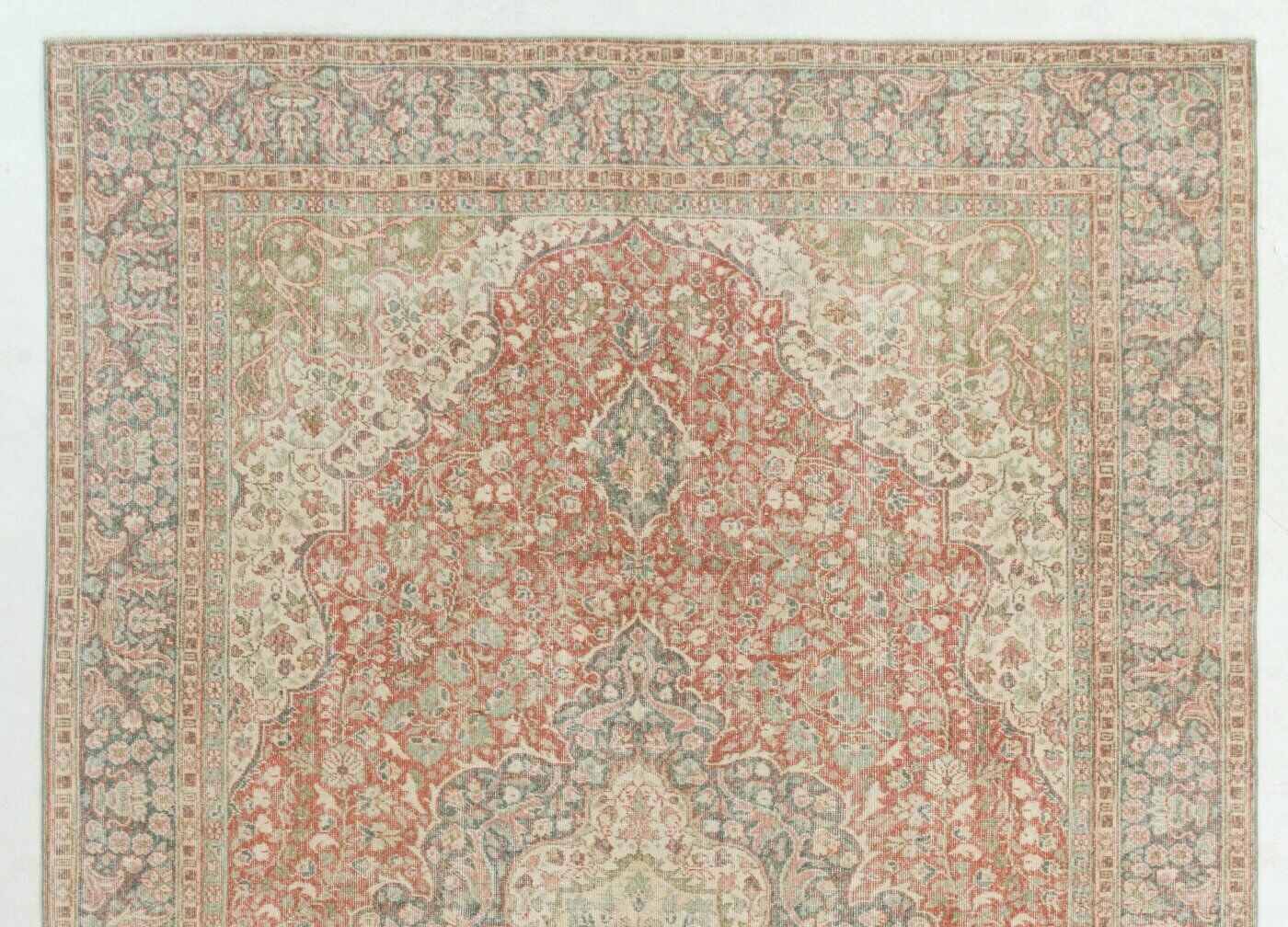 8.7x12.8 Ft Fine Mid Century One Of A Kind Turkish Wool Area Rug In Muted Colors photo furniture