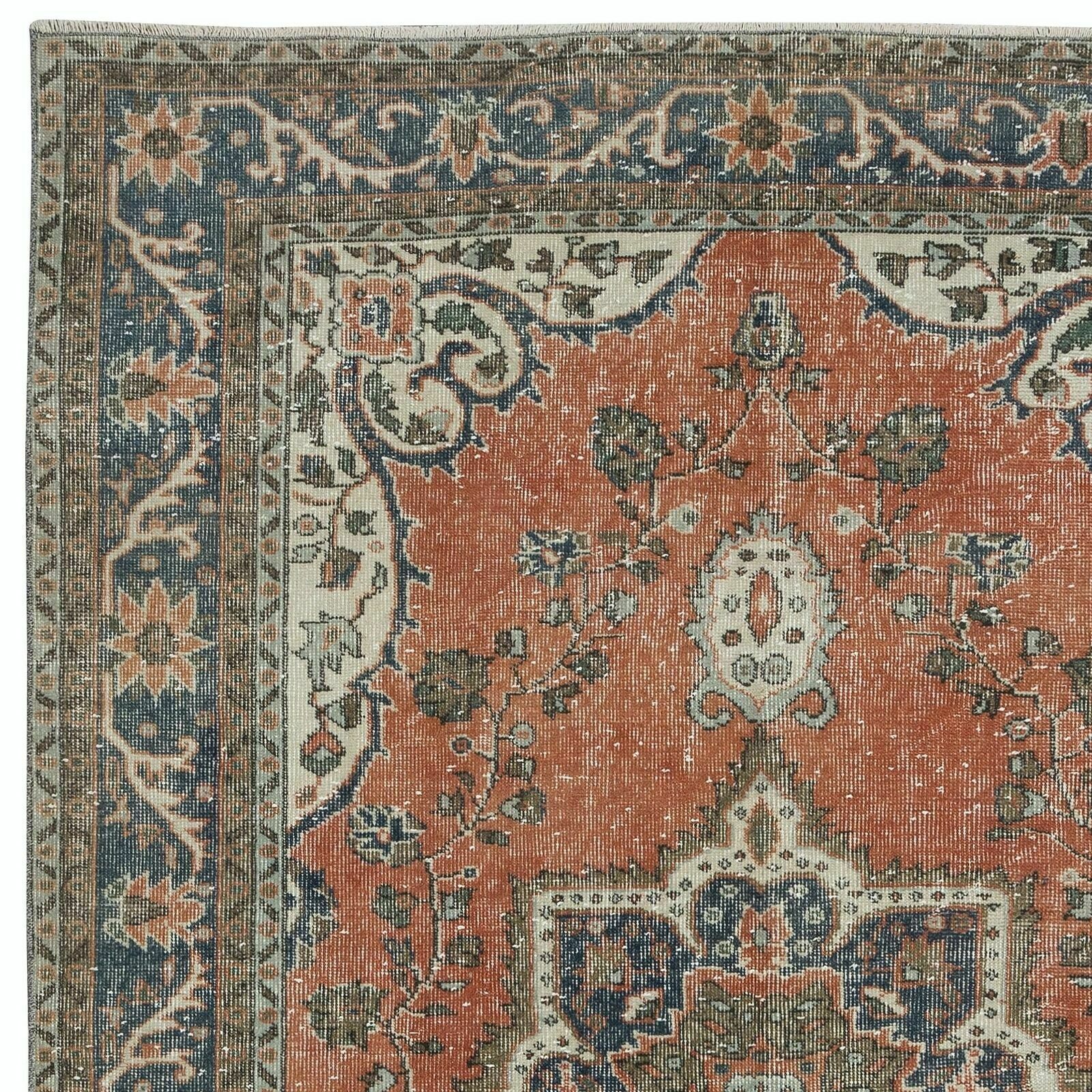 6x9 Ft Vintage Turkish Wool Tribal Rug, Handmade Village Carpet With Medallion photo Textiles