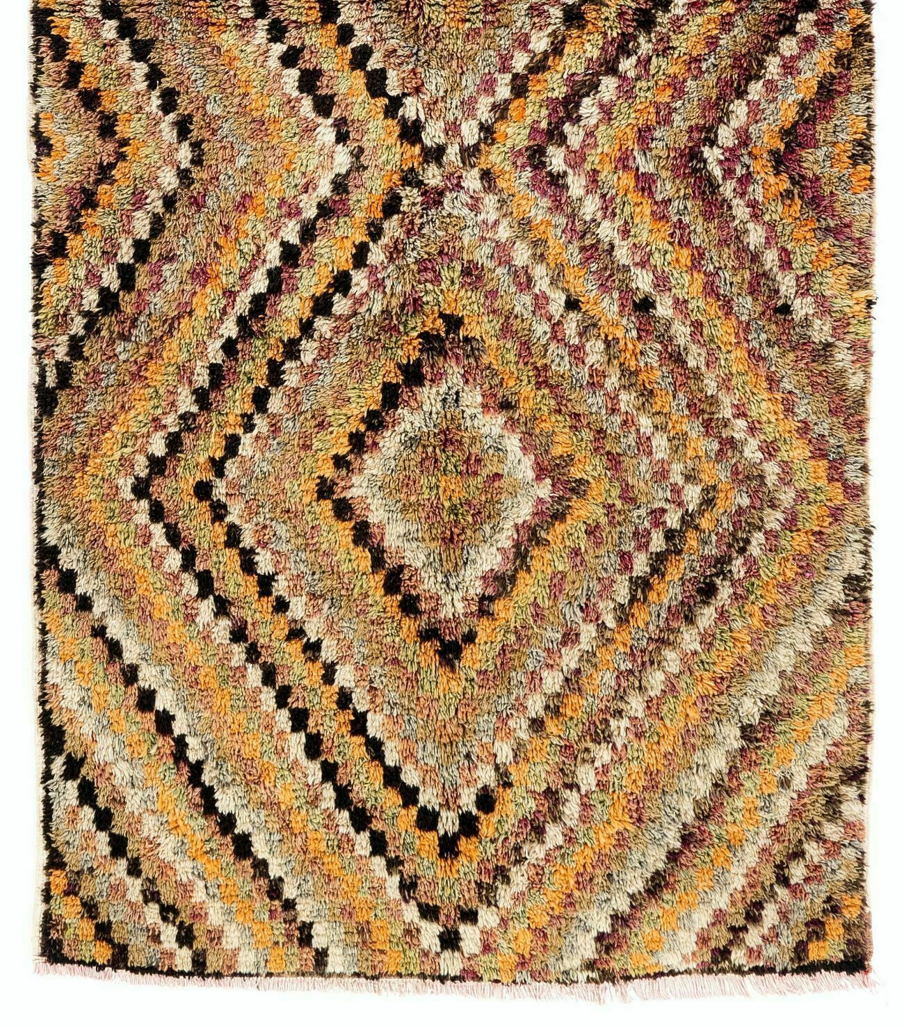 Checkered Mid Century Tulu Rug In Earthy Colors photo for sale