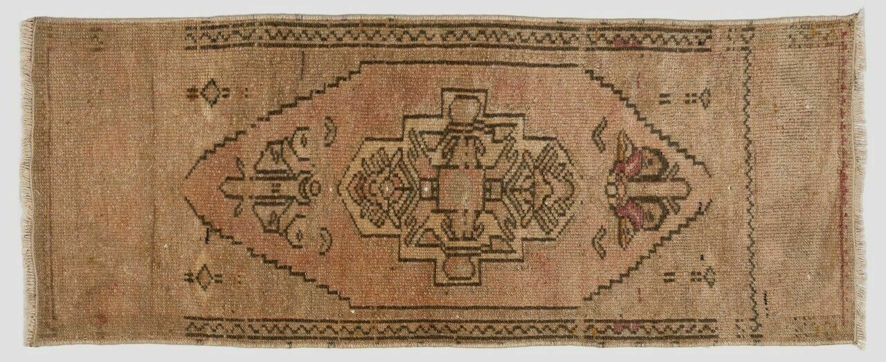 19x44 Inc Vintage Turkish Scatter Rug. Doormat. Seat Or Sofa Cover. Wall Hanging photo for sale