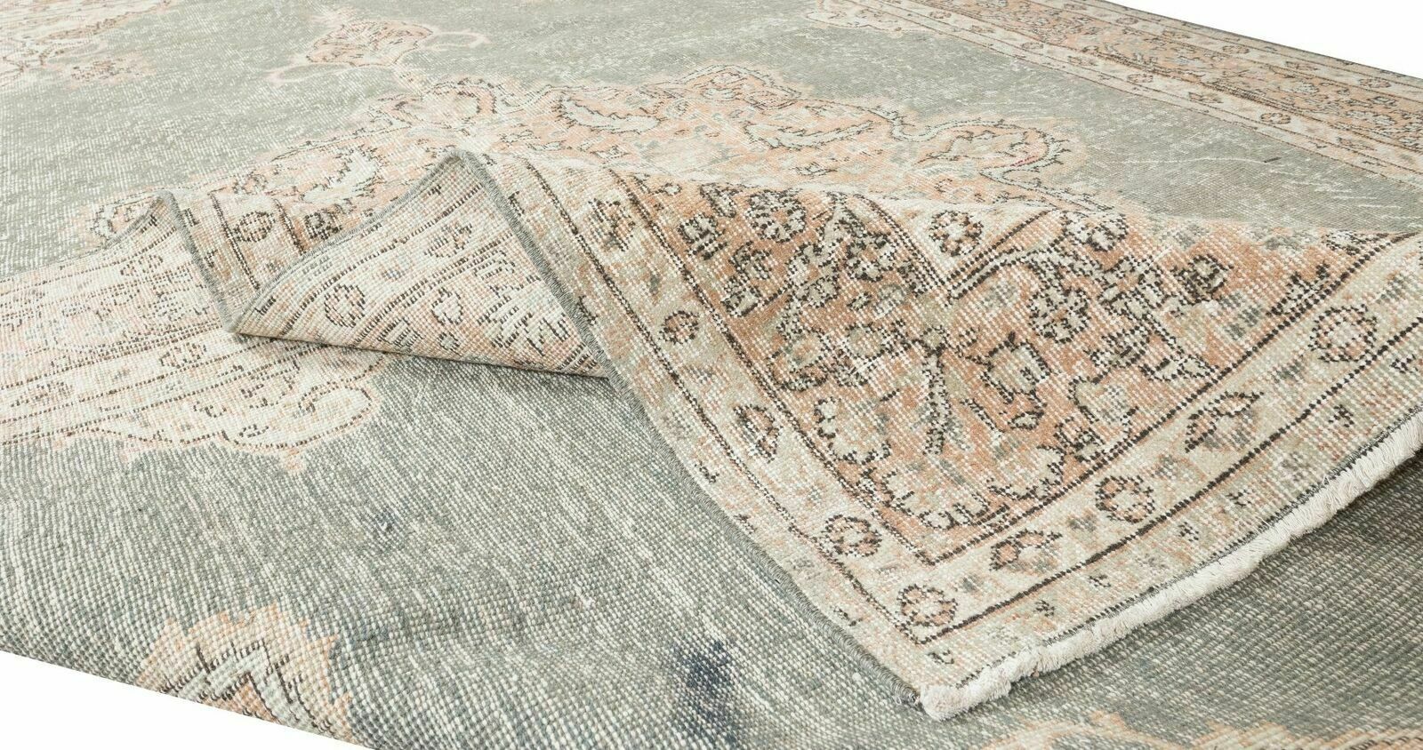 6.9x11.3 Ft Hand Made Turkish Rug With Medallion Design, Woolen Floor Covering photo for sale