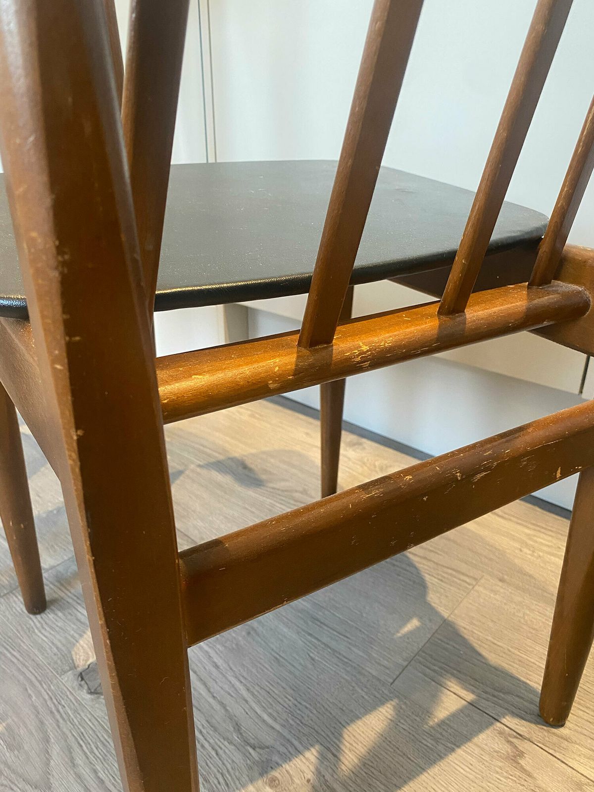 Beautiful Vintage Dining 2 Chairs Set   Black And Brown, Wooden, Mid Century photo buy