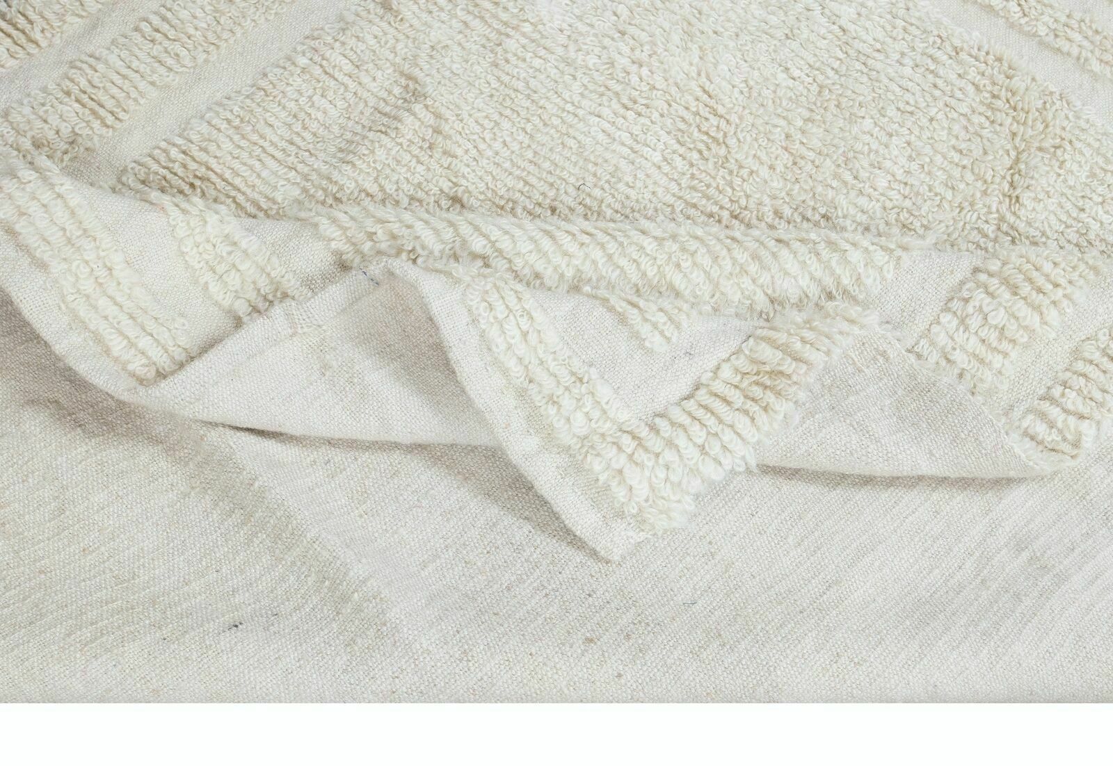 3.4x3.7 Ft Minimalist Vintage Anatolian "Tulu" Rug In Beige, 100% Natural Wool photo for sale