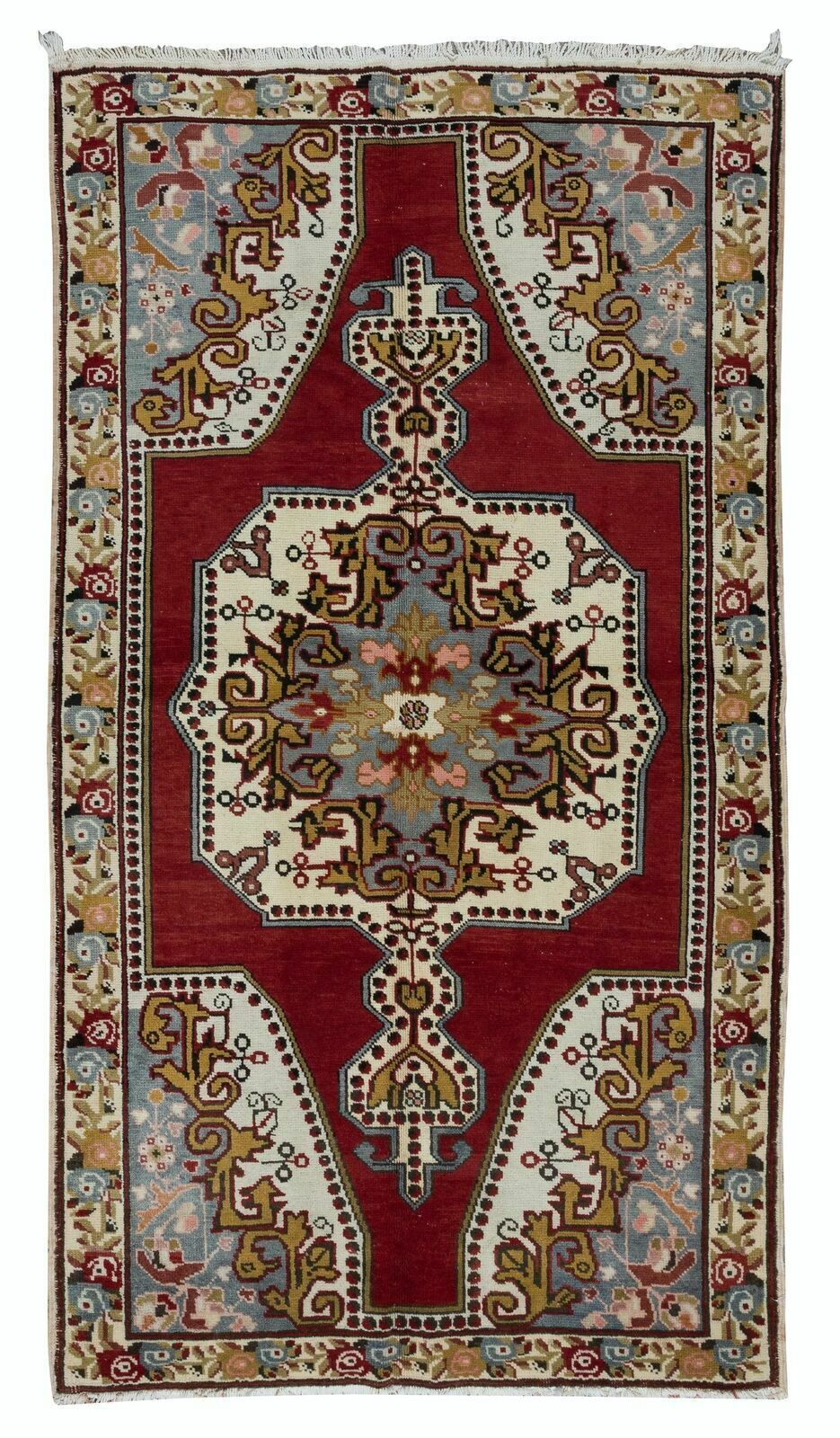 4.6x8 Ft Traditional Oriental Rug In Burgundy Red, Handmade Turkish Carpet