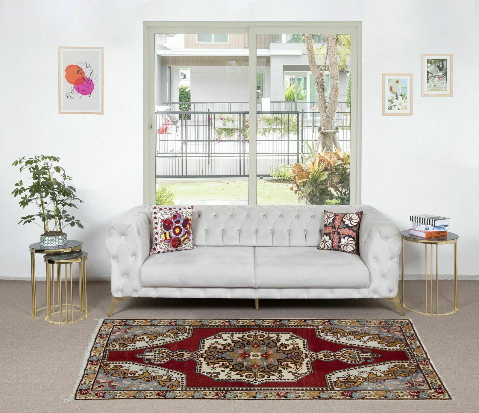 4.6x8 Ft Traditional Oriental Rug In Burgundy Red, Handmade Turkish Carpet photo furniture