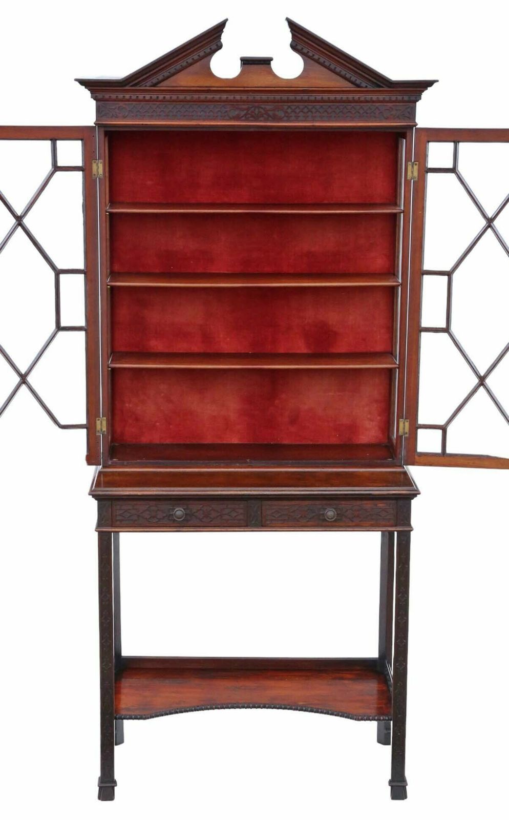 19th Century Antique Chinoiserie Pier Display Cabinet   Edwards & Roberts Mahogany photo furniture