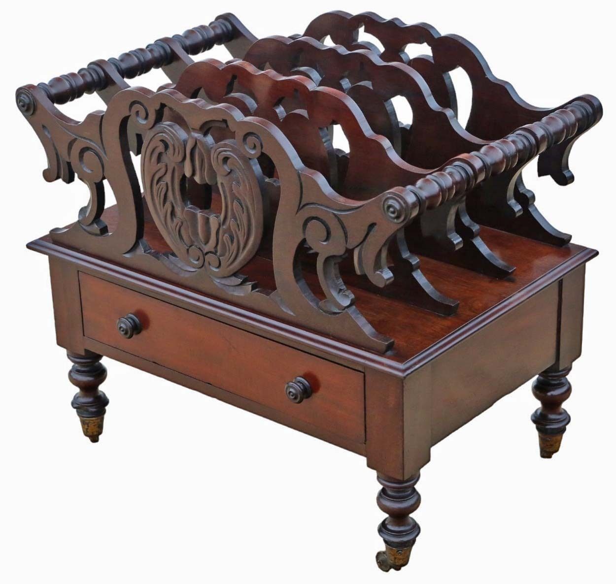 19th Century Mahogany Canterbury Magazine Rack   Fine Quality Antique