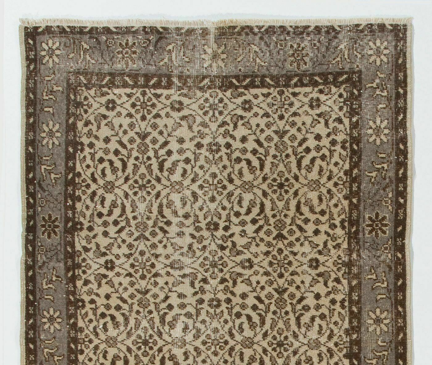 4x6.8 Ft Handmade Vintage Turkish Oushak Rug With All Over Floral Design photo furniture