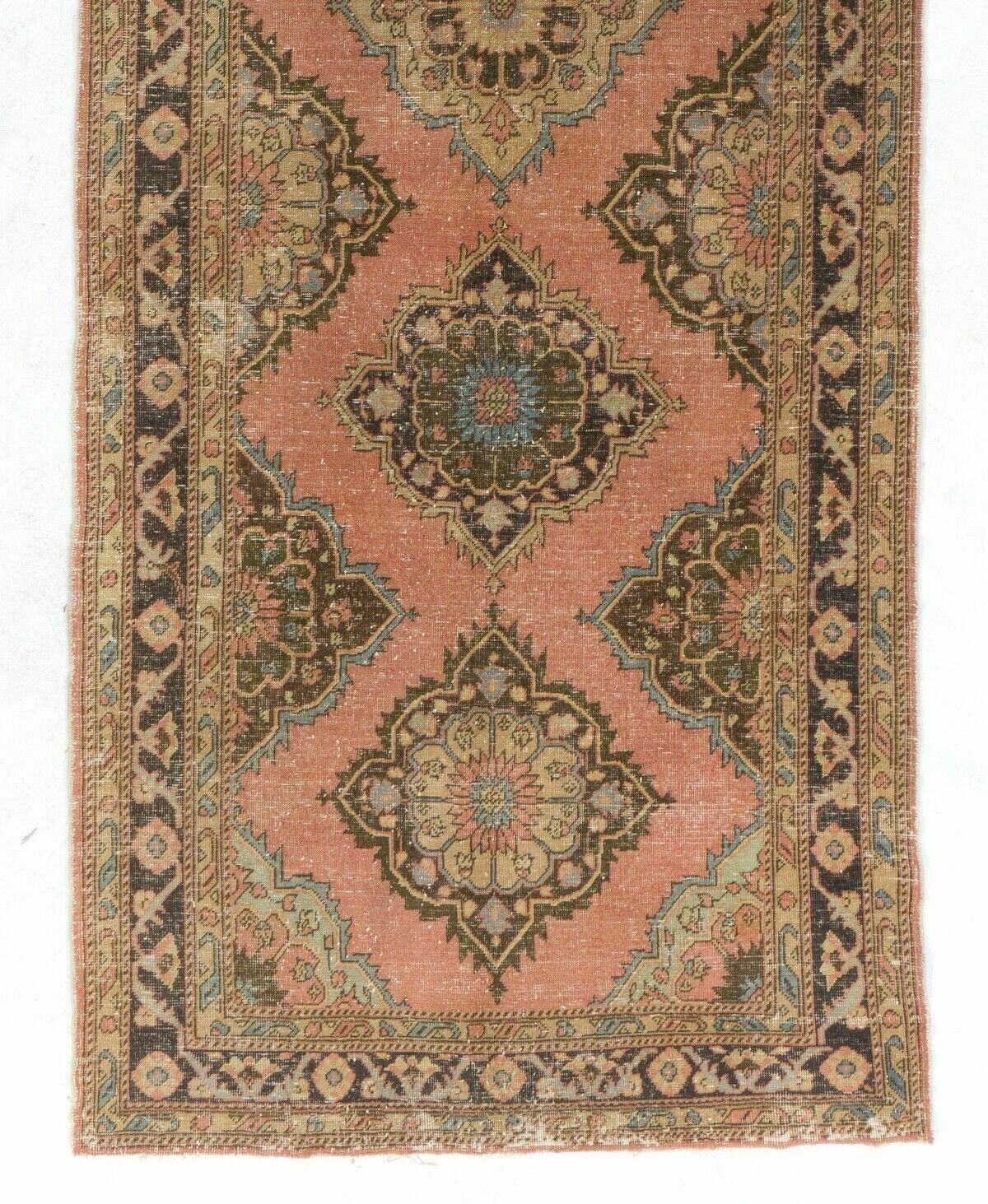 4.6x12.5 Ft One Of A Kind Vintage Handmade Turkish Runner Rug For Hallway Decor photo for sale
