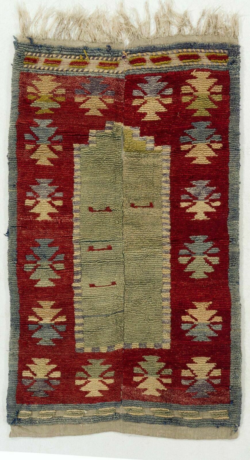 3.3x5.4 Ft One Of A Kind Hand Knotted Vintage Tulu Rug From Central Turkey