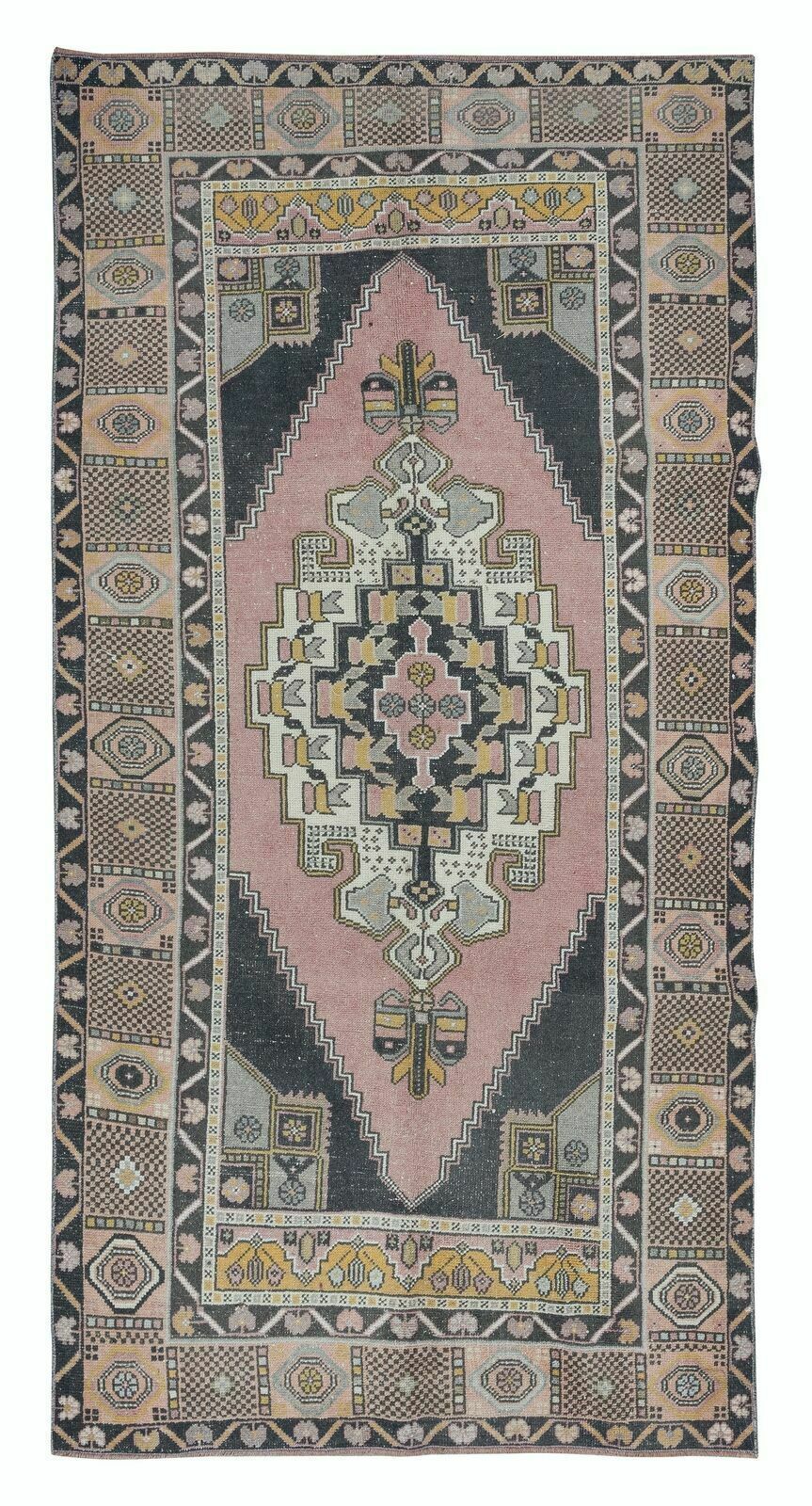 4.6x8.7 Ft Vintage Turkish Tribal Rug, Handmade Oriental Carpet, 100% Wool