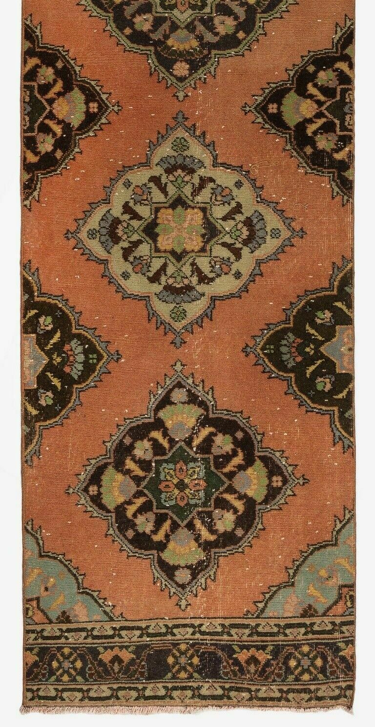 3x12.7 Ft Vintage Anatolian Village Runner Rug, 100% Wool Hand Knotted Carpet photo Textiles
