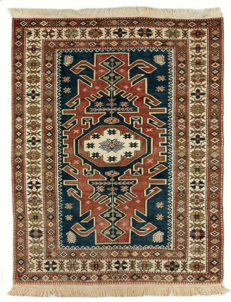 4.8x6 Ft Vintage Central Anatolian Village Rug, 100% Wool