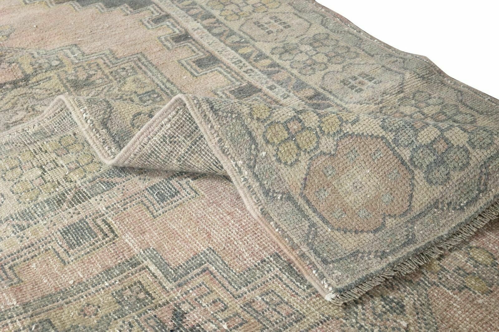 3.9x7 Ft Tribal Style Mid Century Handmade Turkish Wool Rug, Circa 1950 photo for sale
