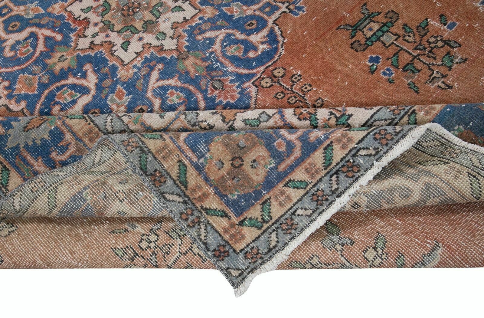Traditional Vintage Handmade Turkish Rug In Red & Navy Blue photo for sale