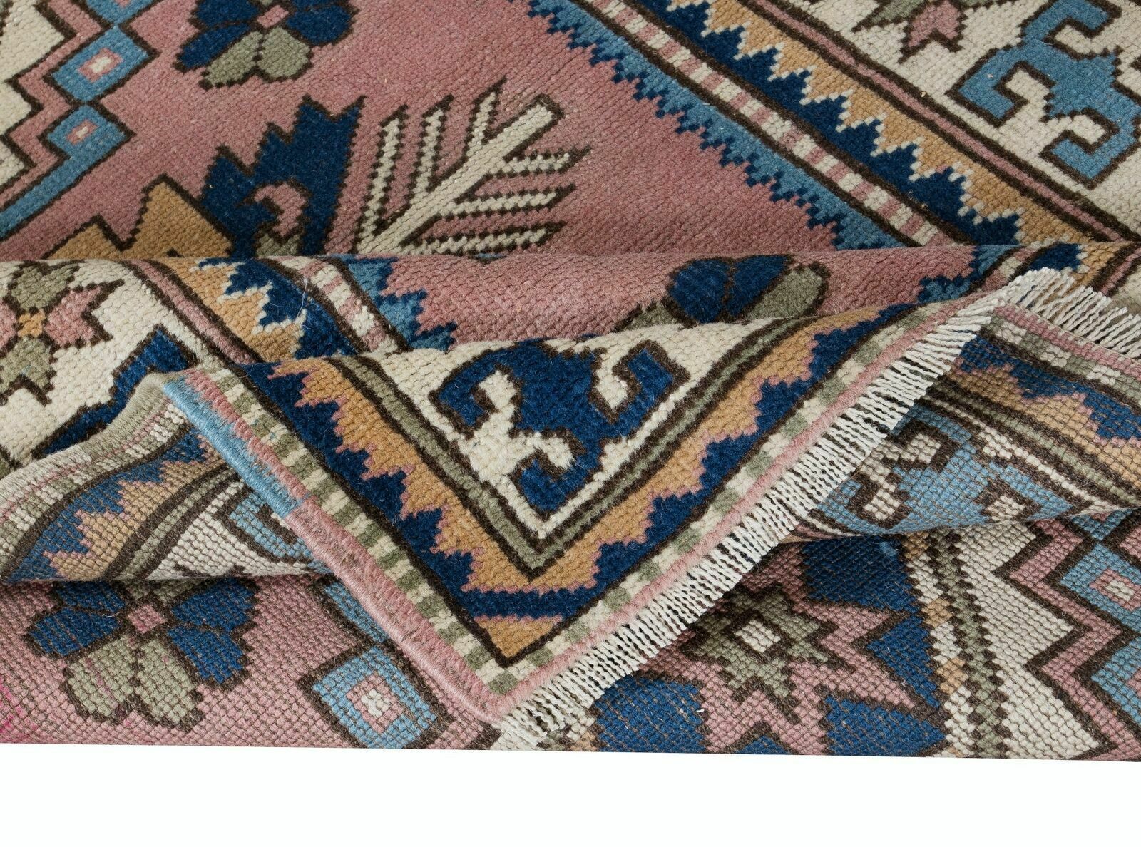 3.5x5 Ft One Of A Kind Vintage Handmade Turkish Geometric Area Rug, 100% Wool photo for sale