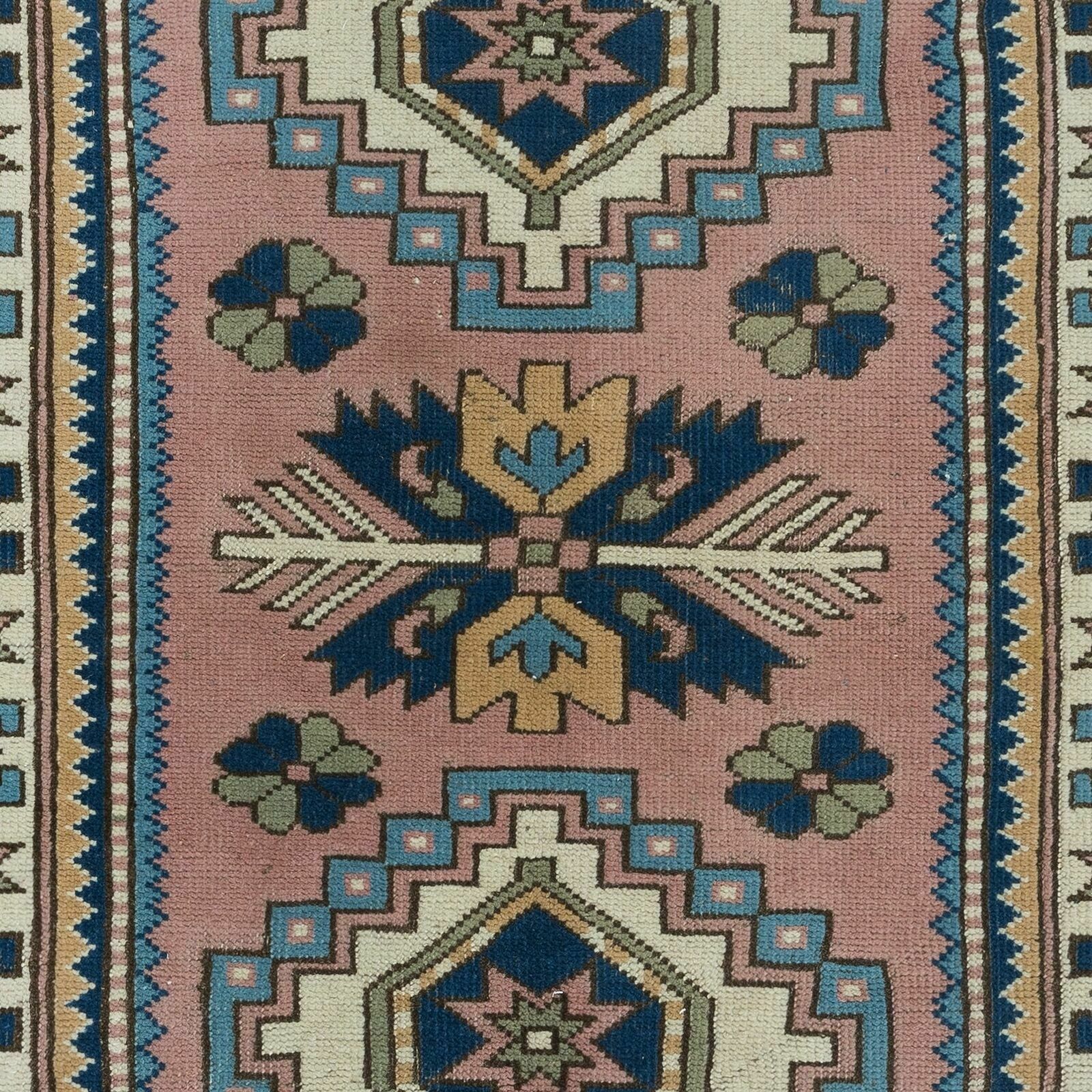 3.5x5 Ft One Of A Kind Vintage Handmade Turkish Geometric Area Rug, 100% Wool photo 311.0