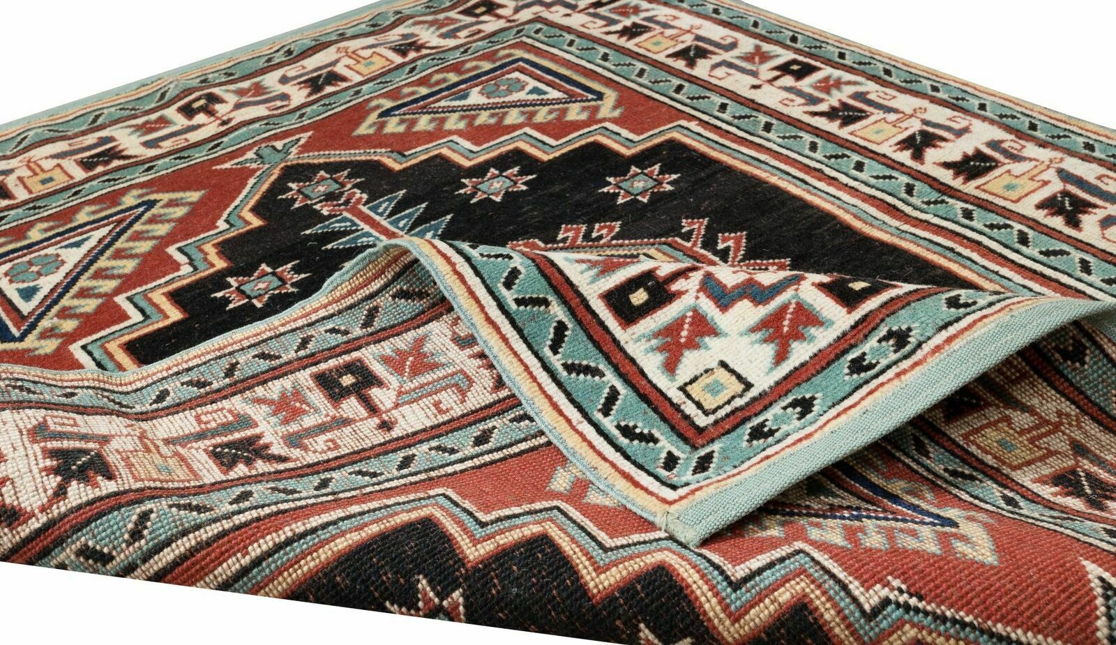 3x3.5 Ft One Of A Kind Geometric Hand Knotted Vintage Accent Rug From Turkey photo for sale