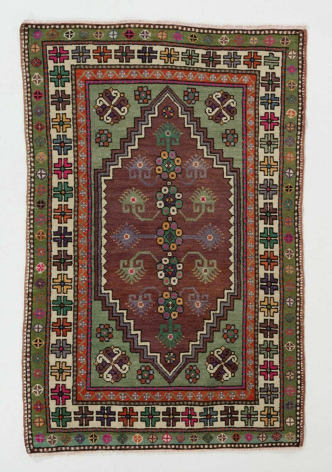 4.3x5.3 Ft Traditional Hand Knotted Vintage Anatolian Rug, Floor Covering