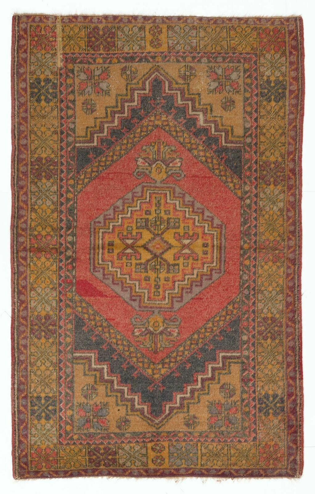 2.6x5.9 Ft Floral Motif Vintage Handmade Small Runner Rug From Turkey, Ca 1960