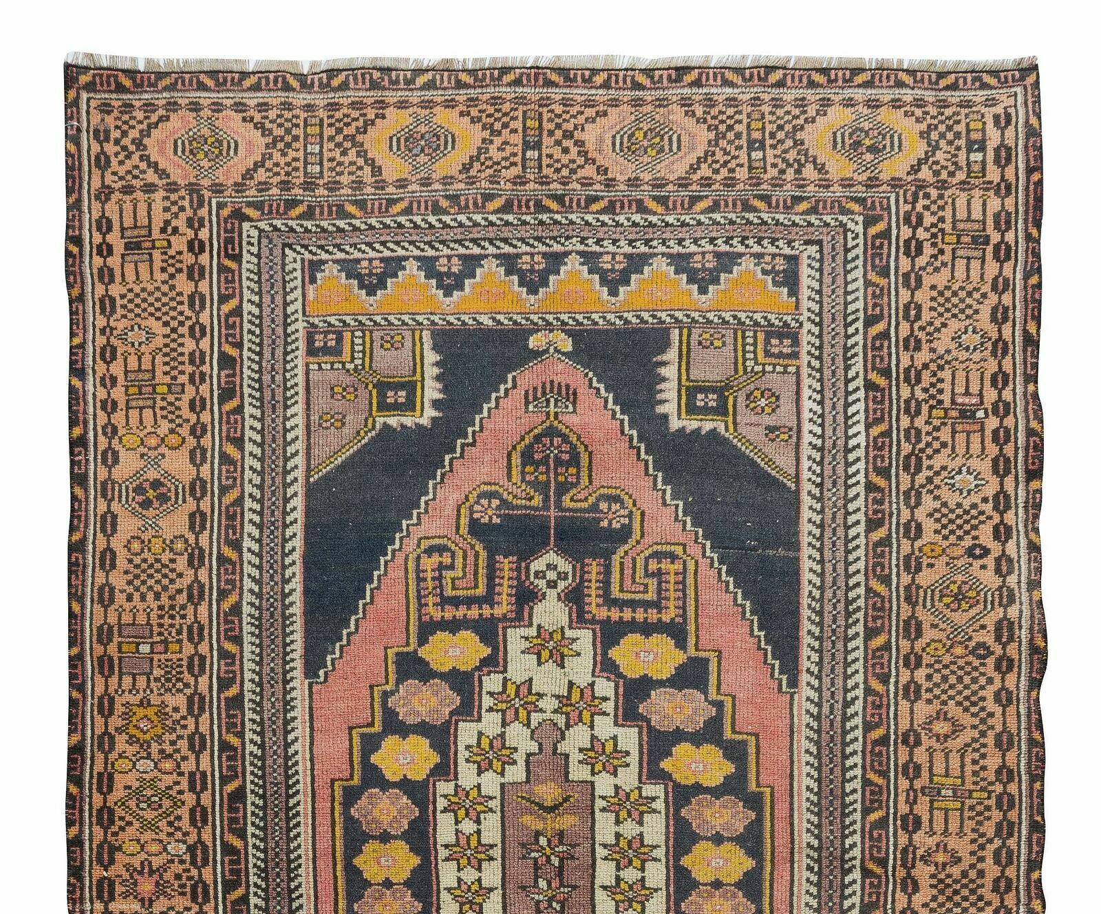 4.4x7.6 Ft Midcentury Oriental Rug, Hand Knotted Turkish Carpet Made Of Wool photo Textiles