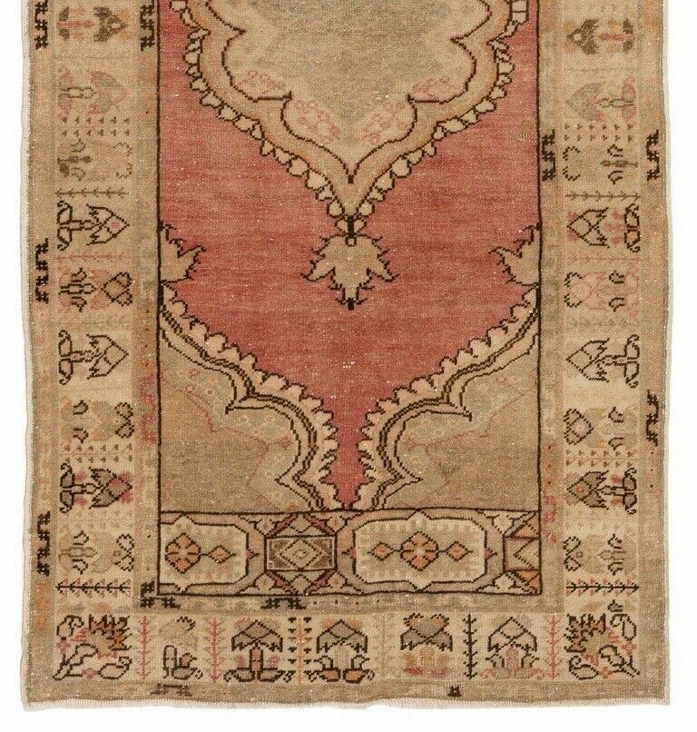 3.2x6.5 Ft Nice Handmade Midcentury Anatolian Village Rug In Beige & Red Colors photo Textiles