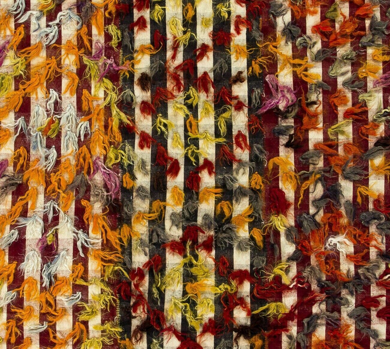 4.6x9 Ft Vintage Kilim Rug With Colorful Poms. Bed, Floor, Sofa Cover photo Textiles