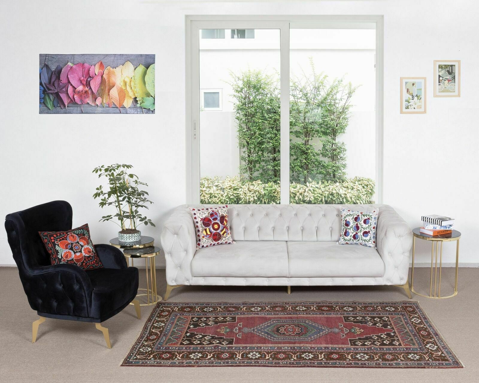 4.6x8.6 Ft Midcentury Oriental Rug, Hand Knotted Turkish Carpet Made Of Wool photo furniture