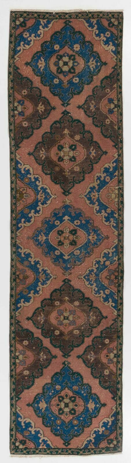 3x12 Ft Hand Knotted Vintage Anatolian Runner Rug For Hallway Decor