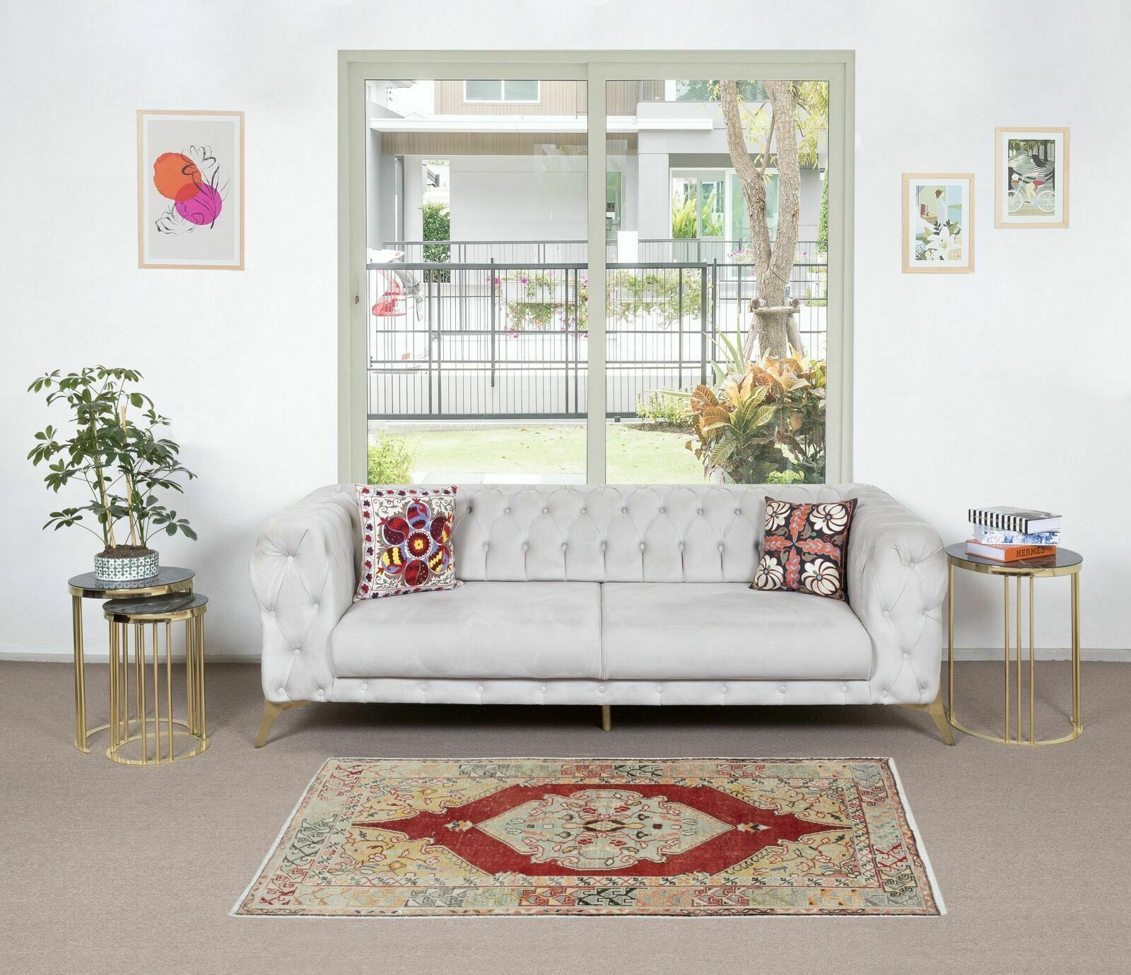3.5x6.4 Ft Traditional Vintage Turkish Tribal Rug, Handmade Wool Village Carpet photo furniture