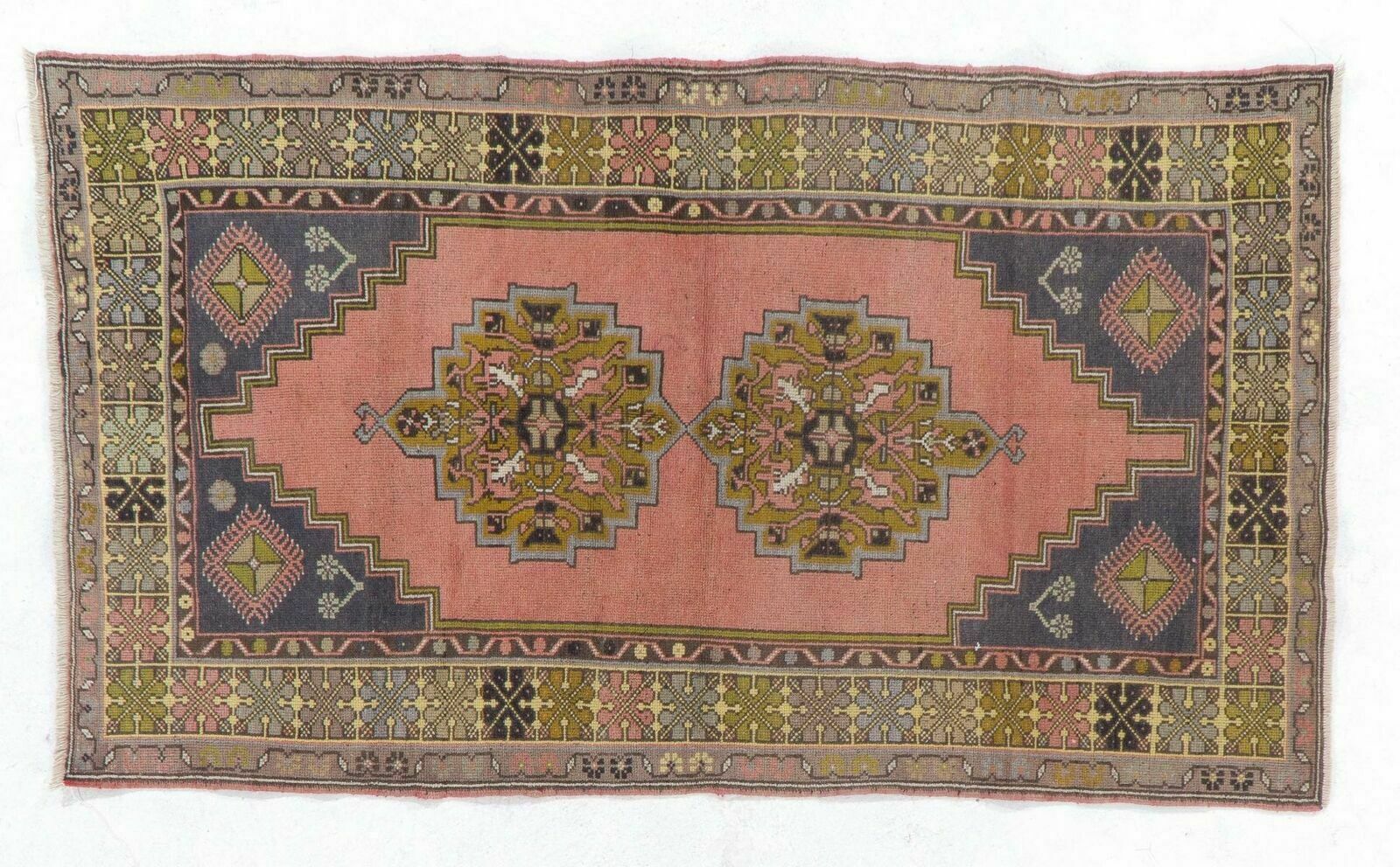One Of A Kind Midcentury Rug. Vintage Hand Knotted Oriental Carpet photo 350.0
