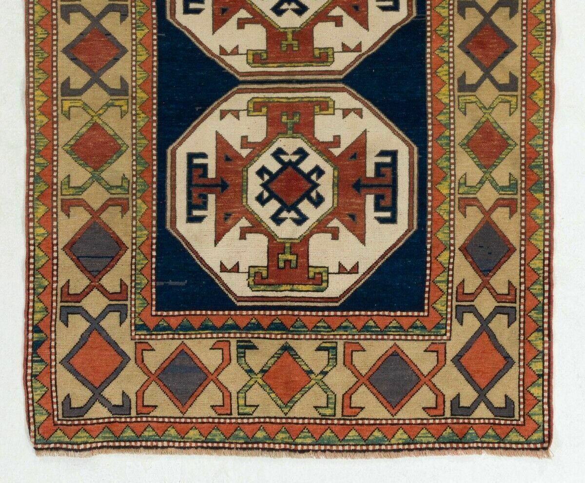 Vintage Caucasian Kazak Rug, Wool Hand Knotted Carpet, Floor Covering photo for sale