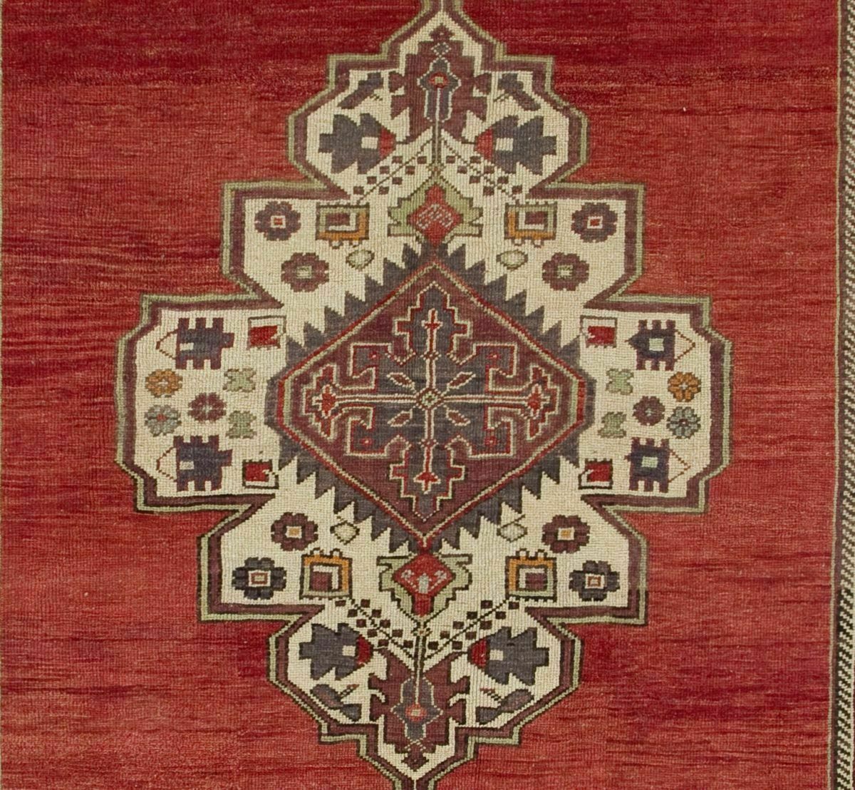 5.8x11.8 Ft One Of A Kind Vintage Handmade Turkish Rug In Red, Indigo & Marigold photo Textiles